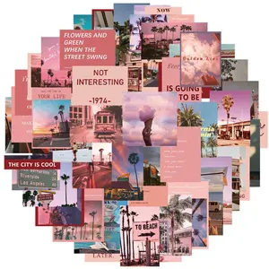California Themed Sticker, 50pcs/set Cartoon Travel Sticker, Vinyl Waterproof Sticker for Water Bottle Laptop Computer Phone, Scrapbook Laptop Sticker, Decor