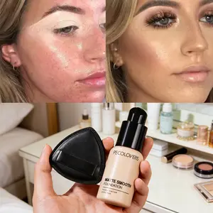 2PCS/Set Flawless Liquid Foundation with Puff - Full Coverage, Long-lasting Coverage of Dark Circles, Acne, Blemishes, Creamy Texture, Moisturizing, Beauty Must-have, New Year's Gift and Valentine's Day Gift