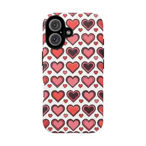 Repeating Pink Red Hearts Phone Case, Cute Heart Pattern iPhone Case