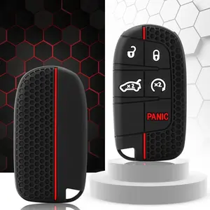 Silicone Car Key Cover Case Protect for Jeep Grand Cherokee Compass Dodge Charger Chrysler 200 300 300C Key Chain Auto Parts