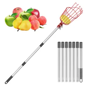 adjustable Stainless steel picker pole tool with Extension handle 37-98 inch metal basket for fruit picker collection ideal for oranges avocados lemons and more garden tool Garden Supplies