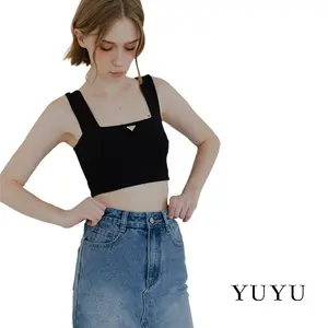 YU-YU AERO Tech Square Neck Sports Bra Wide Strap High Elasticity Crop Top Seamless Aesthetic Outerwear for Gym to Street Supportive Yoga Tank Top Clean Girl Style Streetwear Versatile Wireless Bra for Pilates & Hot Girl Walk