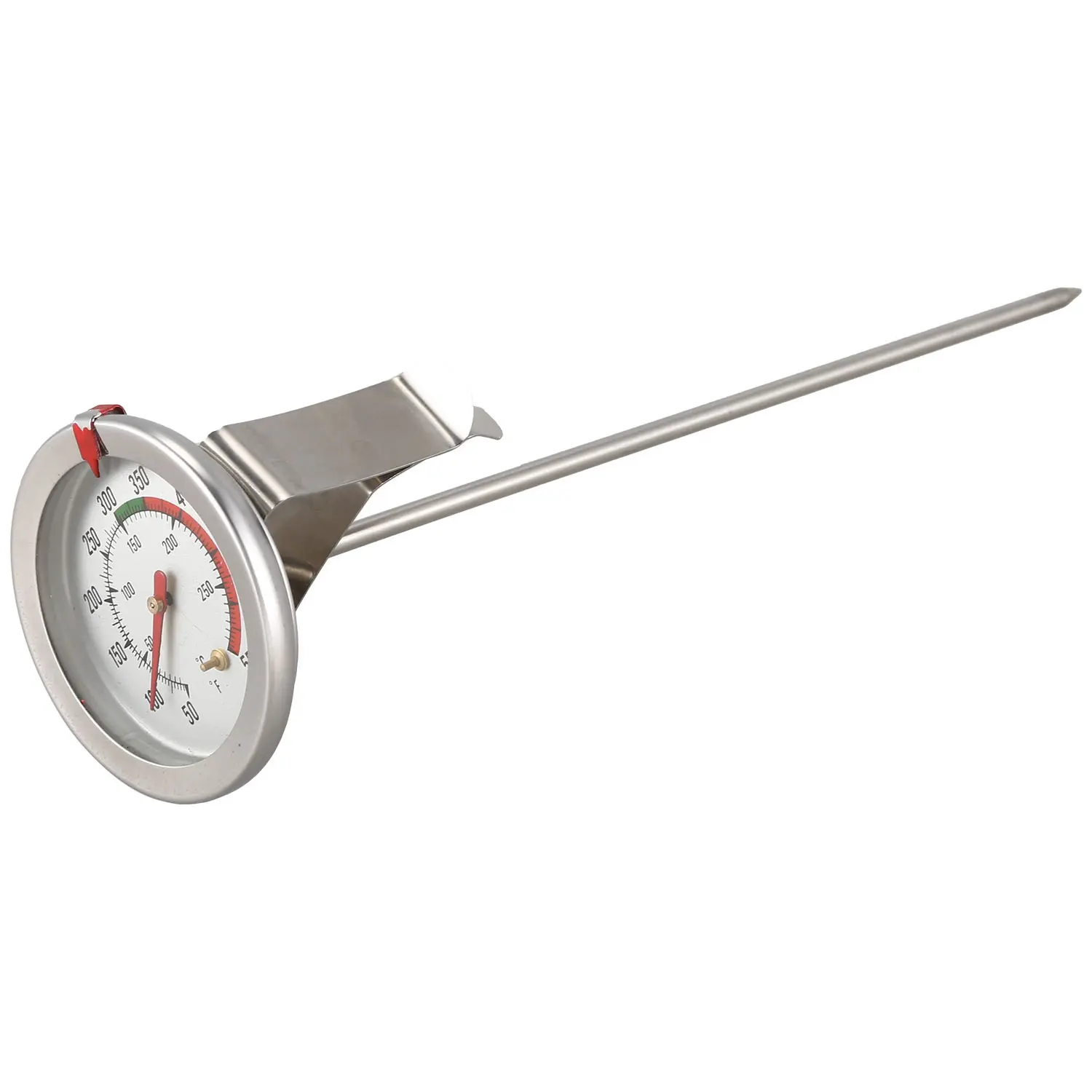 Large Dial Cooking Thermometer, 8-in Stainless Steel Probe with Adjustable Stainless Steel Clip-On, Heat Resistant Instant Read Tool (50-550°F) for Deep Frying Oil, Meat, Kitchen Sports & Outdoor Accessories