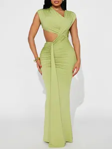Aria Cut Out Maxi Dress - Chartreuse