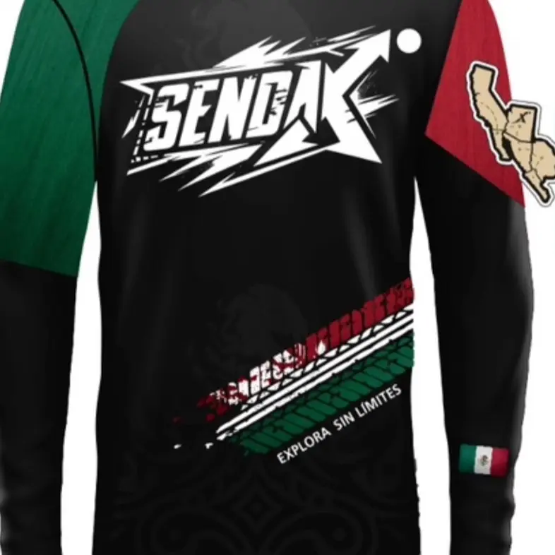 Sendax 100% Polyester Jersey for Off-Roading & Riding - Breathable Mesh Sides, Mexican Heritage Design, Explora Sin Limites