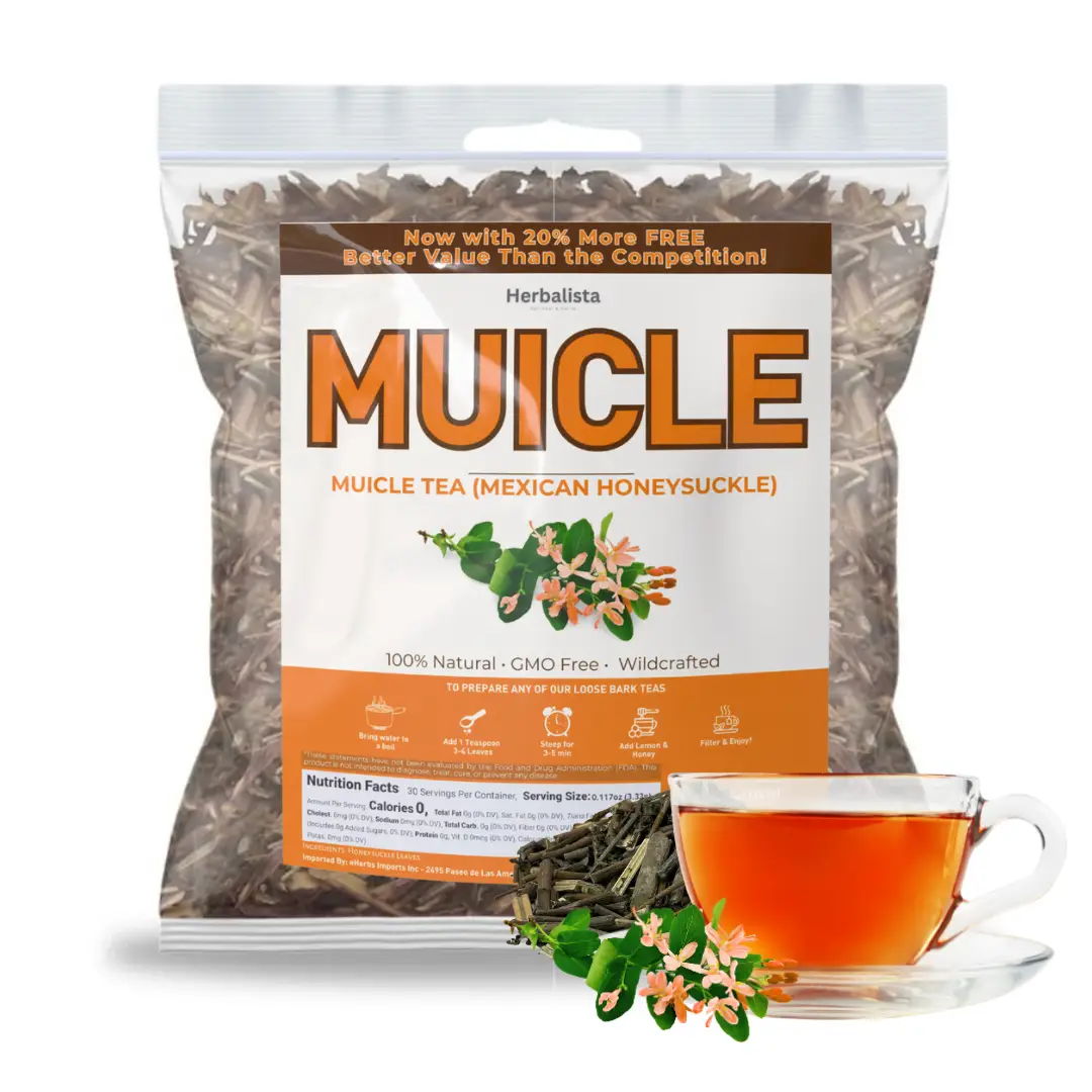 VIRAL Muicle Té (Mexican Honeysuckle Herbal Tea) - 5 oz - 100% Natural, Vegan, Non-GMO:, Infusiones Naturales, Caffeine-Free Loose Leaf Tree - Traditi