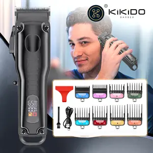 KIKIDO Cordless Hair Trimmer Clippers for Men Professional Rechargeable with LED Display, 10 Guide Combs Powerful Motor Home Barber Kit
