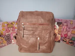 Pink Leather Textured Backpack pink backpack