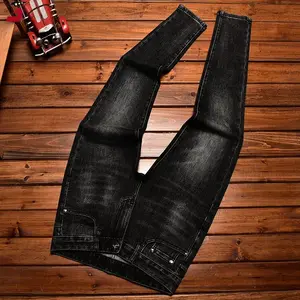 Luxury Men's Jeans Trendy Embossed Print Slim Fit Stretch Casual Autumn Winter 2025 Long Pants Menswear Trouser