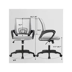 Ergonomic Mid-Back Mesh Office Chair with Lumbar Support, Swivel & Tilt Function, Height-Adjustable Gas Lift, Fixed Armrests and Smooth-Rolling Casters, Breathable Mesh Backrest for All-Day Comfort, Ideal for Home Office, Workstations and Study Areas