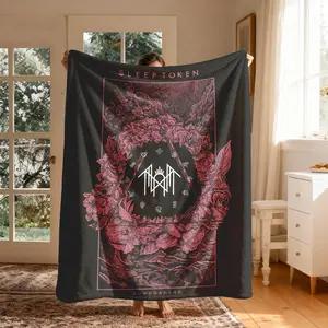 Sleep Token Sundowning Album Cover Flannel Blanket, Large Soft and Lightweight Warm, Perfect for Bed Sofa Office Camping Travel, Valentine's Gift