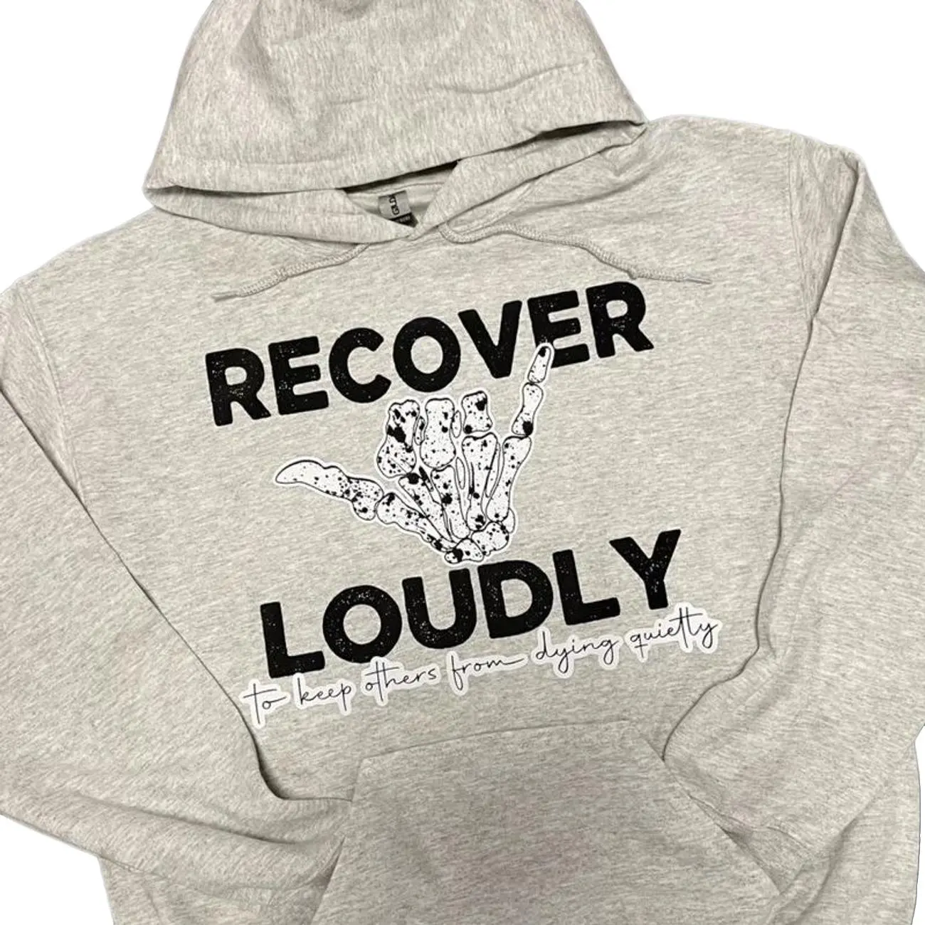 Recover Loudly Hoodie for Women - Skeleton Hand Graphic Mental Health Awareness Sweatshirt - All Seasons Premium Quality Pullover