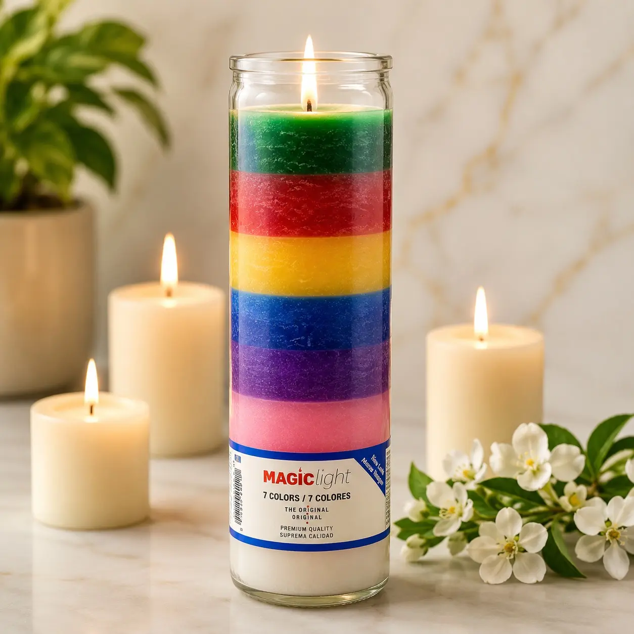 MagicLight Religious Candles 9.6 oz - Clear Powers Glass Jar, Unscented Wax