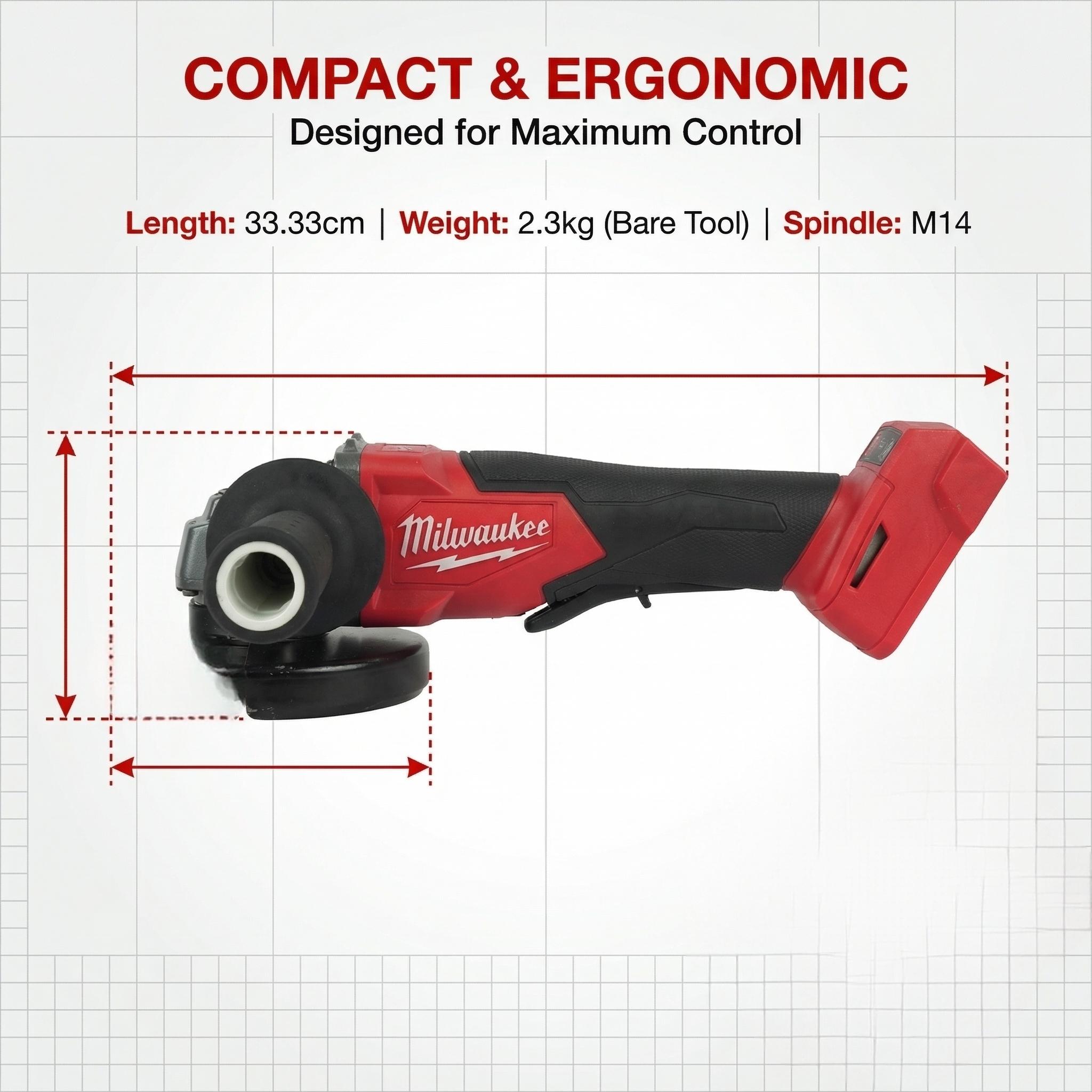 Milwaukee 18V 125mm Brushless Angle Grinder M14 Compact Design Metal Cutting Tool