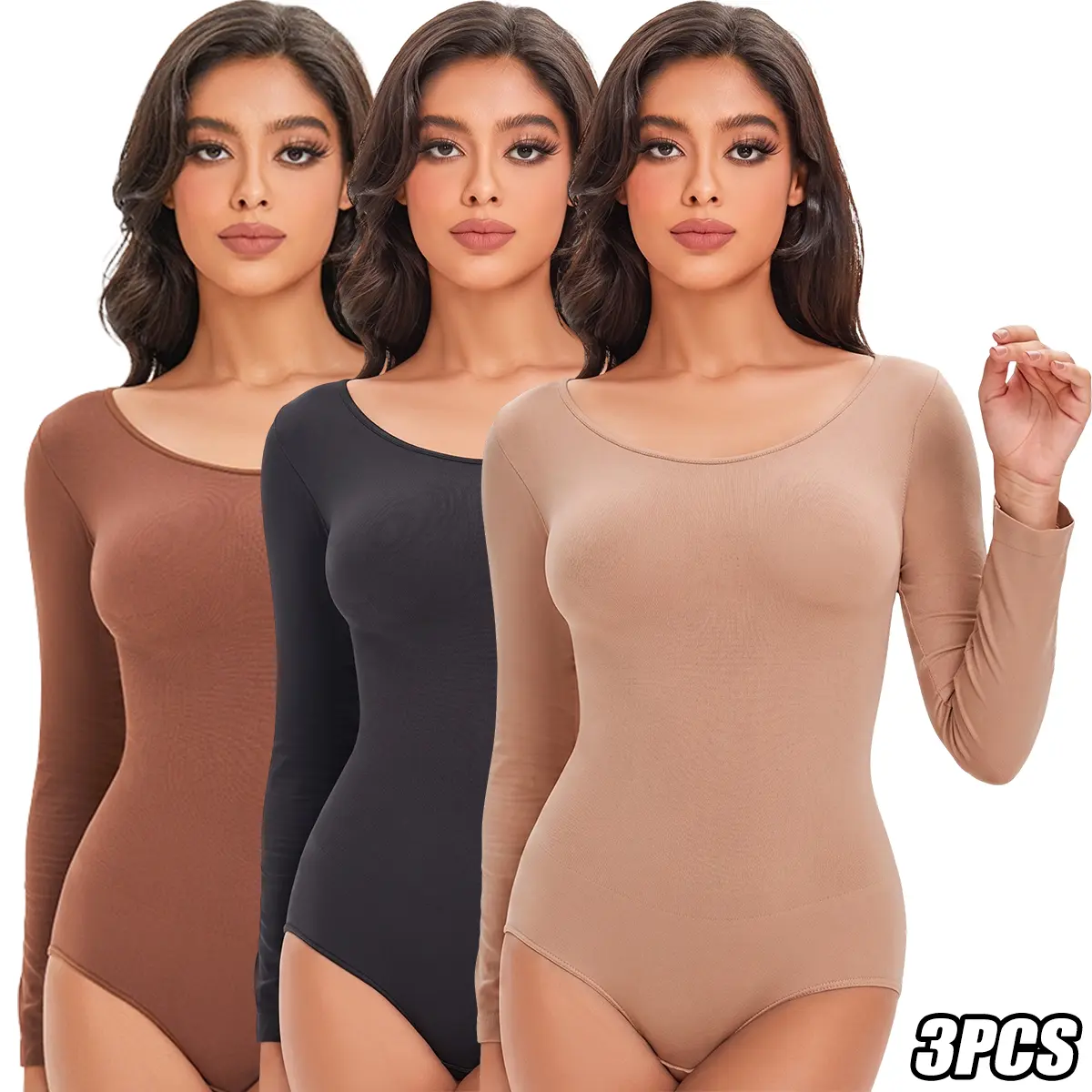JOGWAVE women’s soft, comfortable shaping bodysuit with a seamless design and ruched waist detailing, which helps flatten the tummy and provide shapewear support; long sleeves and butt-lifting lines.