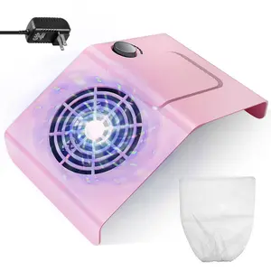 Professional Manicure nail dust collector with reusable filter, powerful vacuum fan, low noise, adjustable speed nail extractor, suitable for nail salon households