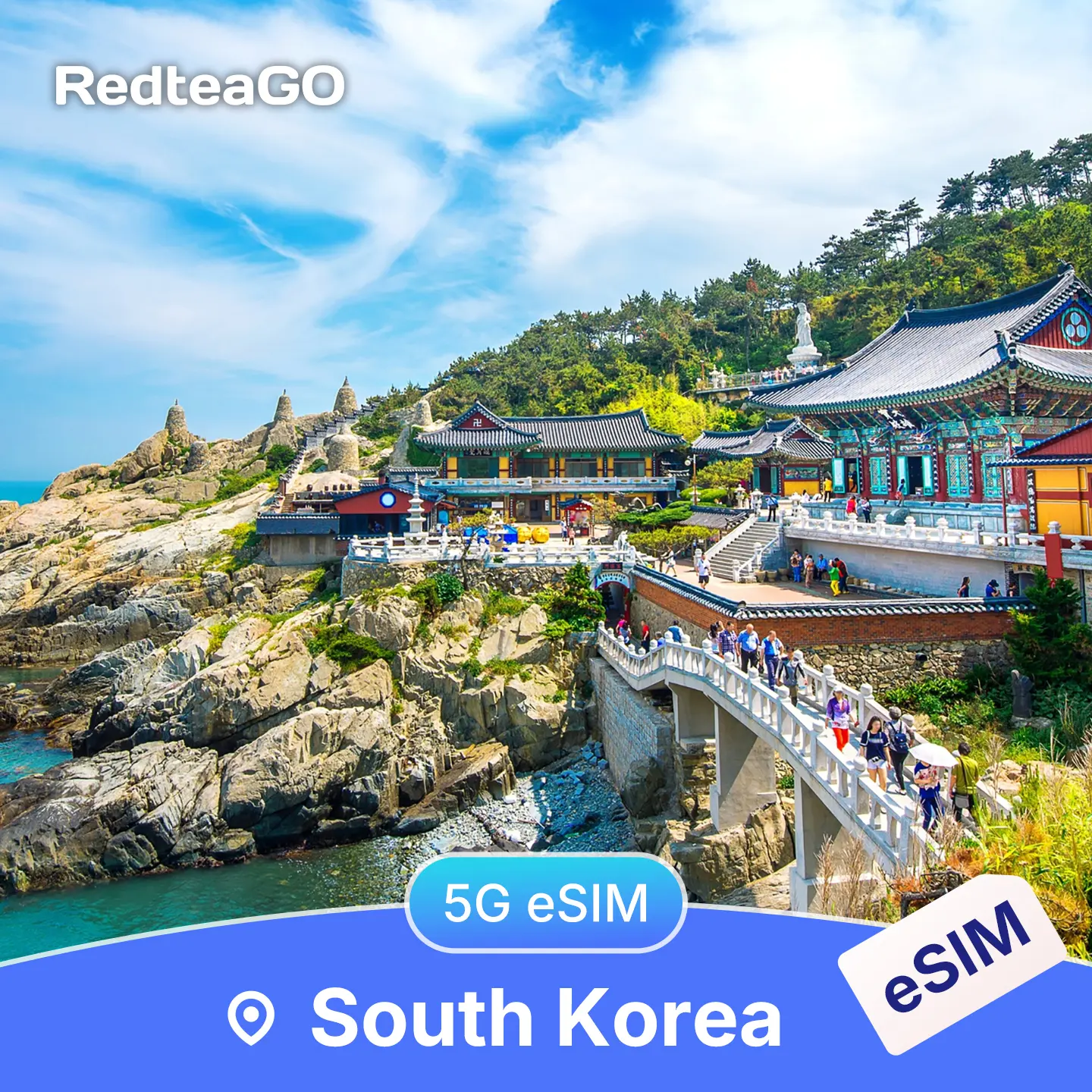 RedteaGO South Korea eSIM Unlimited Data 5G | Instant Activation | No SIM Card Needed Smartphone| Travel Data Plan| No Roaming Fees | Instant Use