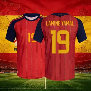2026 Spain National Home 19# Lamine Yamal Short Sleeve Soccer Jersey Fans Version Red
