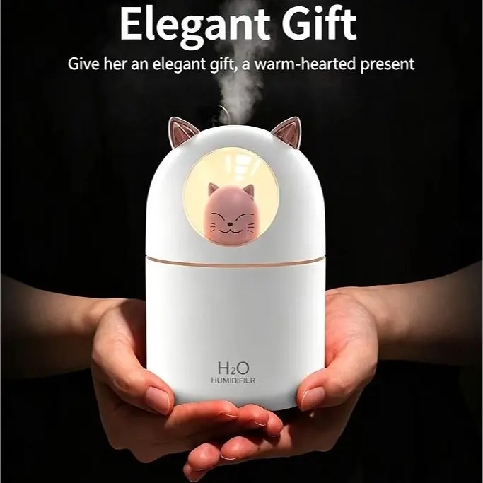 USB Mini Portable Humidifier with LED Light/Humidifier - Elegant Gift for Her, Warm-Hearted Present, Cat Design, Perfect for Home Use，Aromatherapy Humidifier/Bedroom Toilet Aromatherapy Machine/Car Humidifier