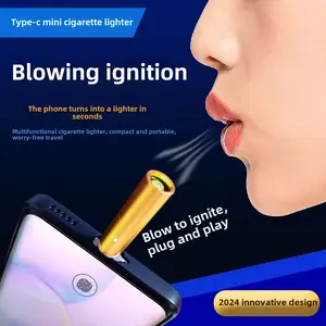 Type-C Mobile Phone Cigarette Lighter Android Universal Blow Fire Foldable Lighter Wireless Silent Backup Cigarette Lighter