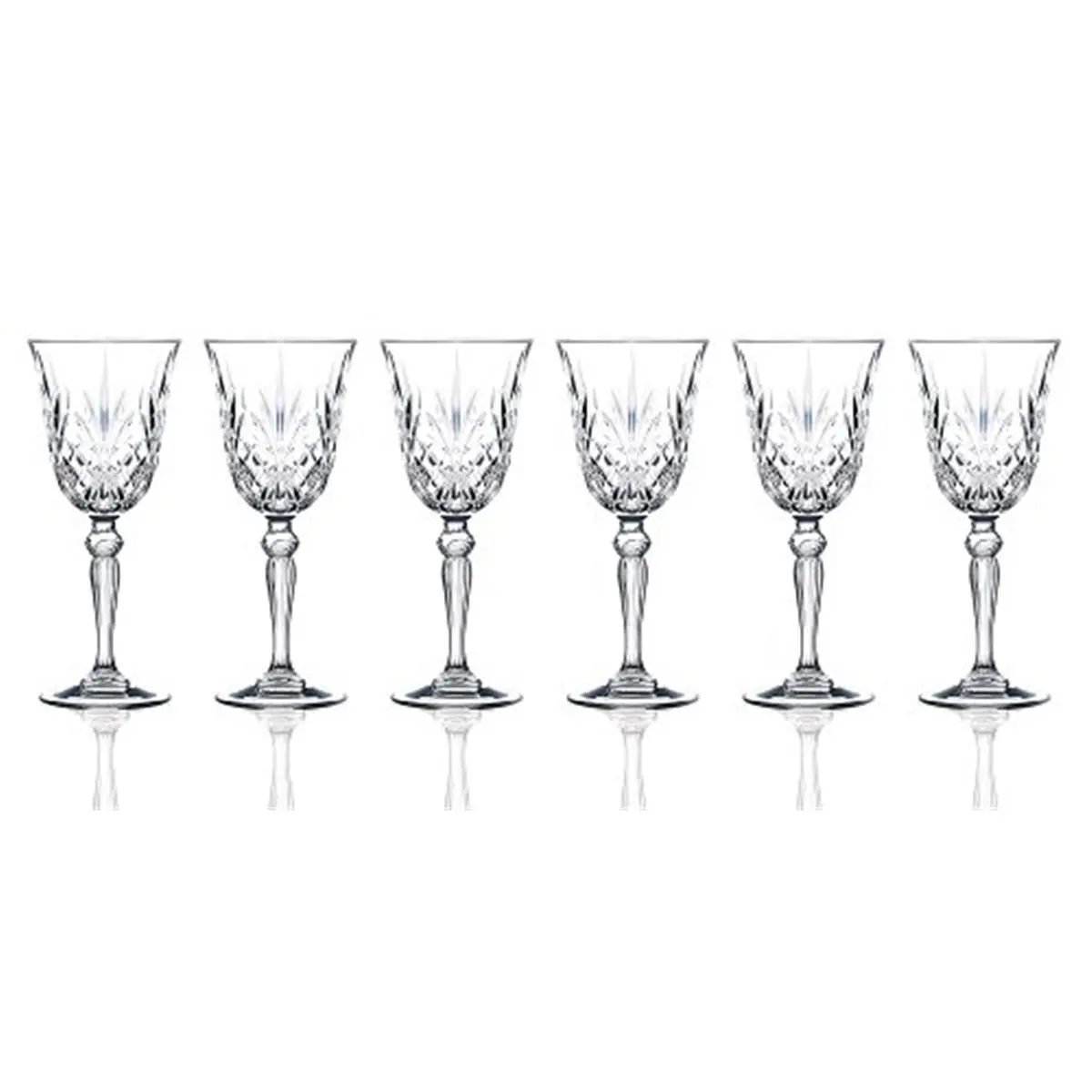 Lorenzo Import RCR Melodia Crystal Wine Glass Set - 6-Piece Crystal Glassware, 6oz, Hand Wash or Dishwasher Safe for Kitchen Drinkware Use