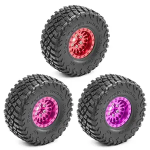 1.0 Inch Wheel Tire with Installation Tool Screw, 4 Counts Rubber Tire with 7mm Combiner, RC Car Accessories for TRX4M Land Rover SCX24 FMS Climbing Car