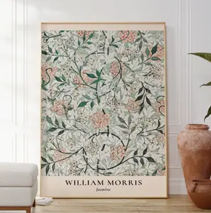 William Morris Jasmine Flower Pattern Print, Nature Inspired Wall Art Poster (Frame not included)