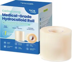 Medical Grade Hydrocolloid Roll for Wound Care - Highly Absorbent for Wound Care, Burn, Blister, Acne, Extra Large Patch with Self-Adhesive, Sterile & Waterproof (2In×10Ft （19.7Mil/0.5Mm Thickness）) CaringLoong