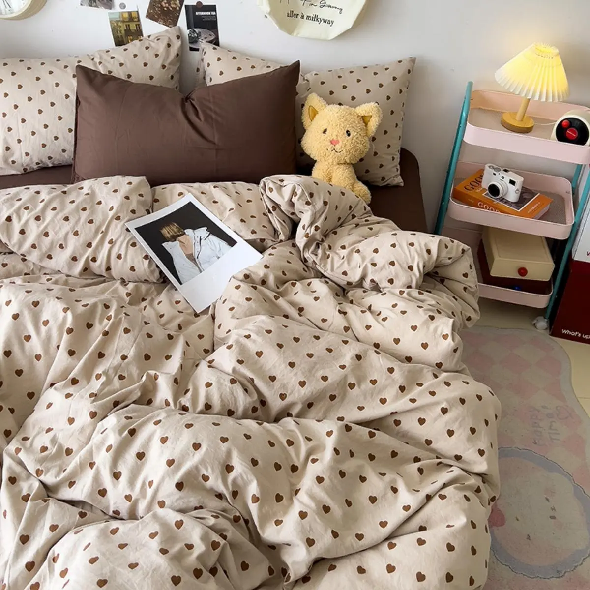 Heart Print Bedding Set, 1 Count Bedspread & Pillowcase without Filler, Soft Comfortable Bedding Set, Bed Sets for Home Bedroom