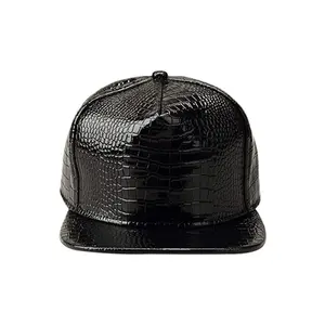 Men Women PU Leather Hip-Hop Flat Bill Snapback Hat Crocodile Baseball Caps