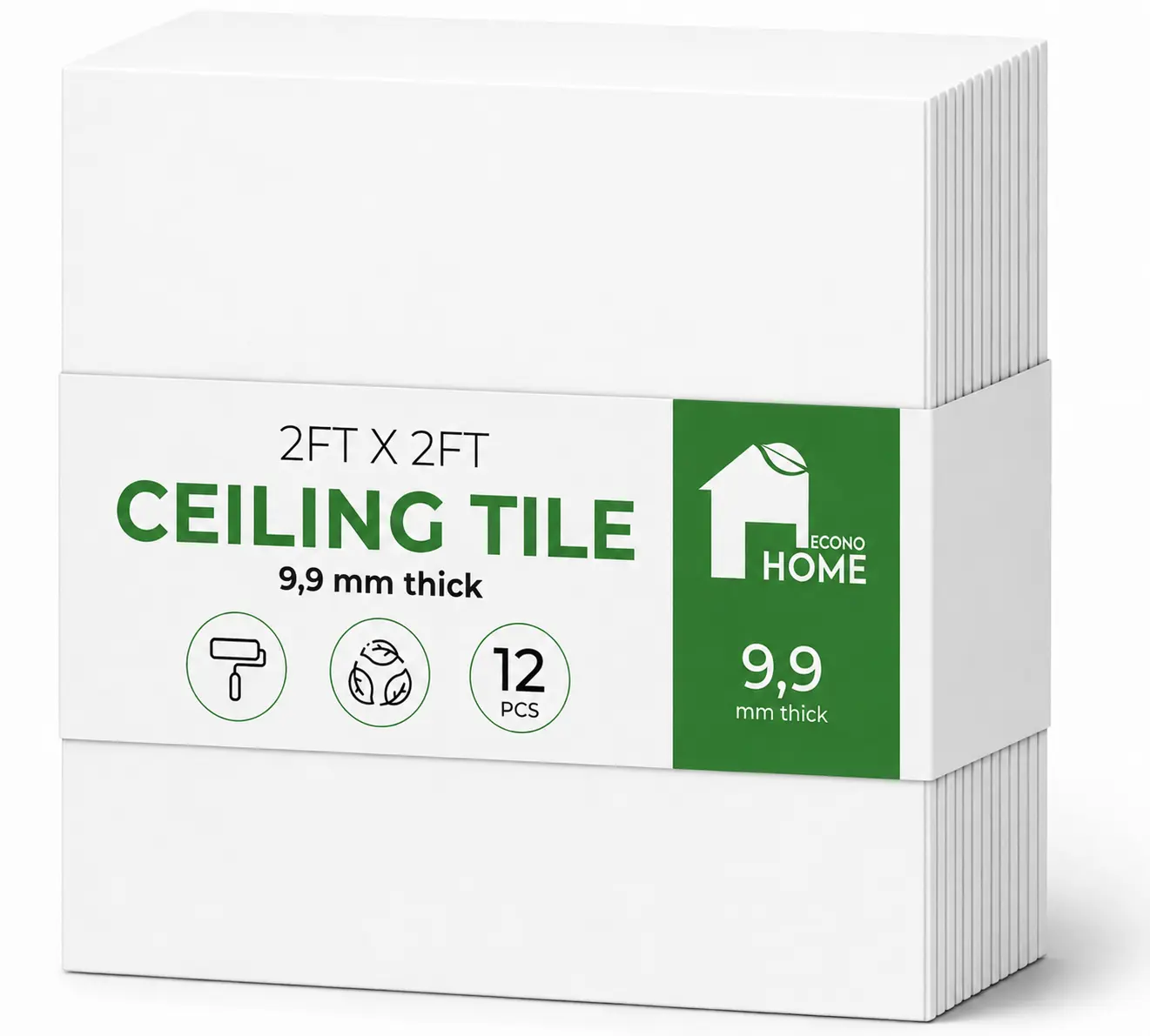 EconoHome 12-Pack Calcium Silicate Ceiling Tiles – Aerolite Ceiling Tiles 24x24, Waterproof, Non-Combustible, Non-Cementitious, Densified Edges – Durable, Thermal Insulation & Sound Absorption