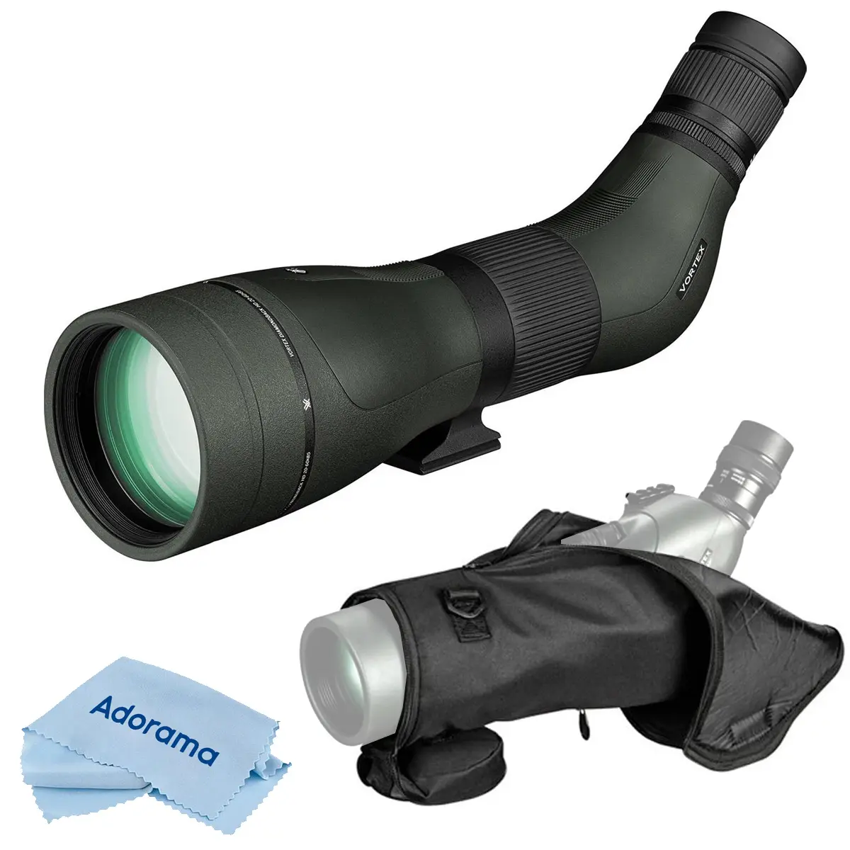 Vortex Optics 20-60x85 Diamondback HD Angled Spotting Scope, Bundle with Padded Storage Case, Cleaning Cloth