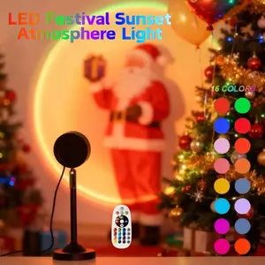 Sunset Projection Lamp, 16 Color LED RGB Night Light, Romantic Rainbow Lamp, RGB Atmosphere Lights, Perfect for Bedroom, Party Decor, Birthday Gift