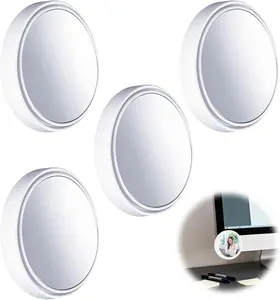 4PCS Office Cubicle Mirrors 2.24 Inch Adjustable Monitor Mirror to See Behind You Rear View Computer Monitor Desk Mirrors Small Stick-on Removable Mirror (White)