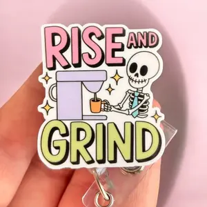 Glitter My Badge Funny rise and grind badge reel for nurse and hospital workers. Badge clip Badge pull - Retractable swivel clip with a 360 rotation. Great gift for coworker