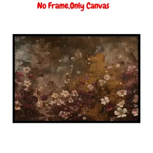 Vintage Flower Pattern Unframed Painting, 1 Count Wall Art Canvas Printing, Wall Decor for Home Living Room Bedroom Study Room, Ornaments