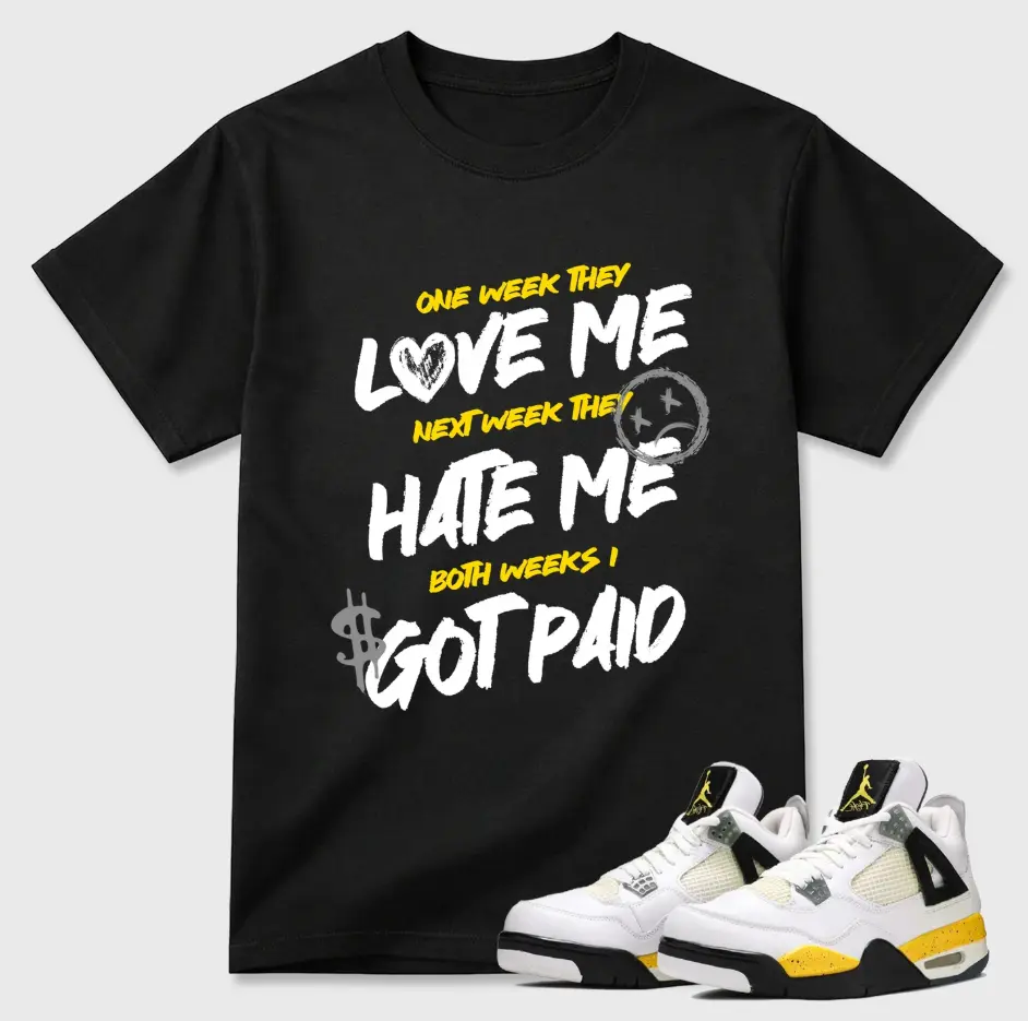 Love Me Shirt To Match 4 Tour Yellow, 4 Tour Yellow Sneaker Matching Shirt, Cotton Unisex Graphic T-Shirt, Back To School Outfit