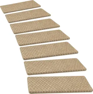 PURE ERA Bullnose Carpet Stair Treads Set - 14 Non-Slip Stair Protectors, 9.5" x 30" x 1.2", Made of Soft Polypropylene, Suitable for Pets & Kids
