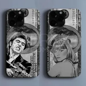 Tony Montana Dollar Couple Phone Case, Scarface Lovers Money Design, Al Pacino & Elvira Phone Cover for iphone 16 15 14 13 12 11, Gift For All