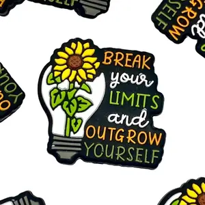 Break Your Limits & Outgrow Yourself Silicone Focal Beads | Inspirational Beading Supplies with Sunflowers