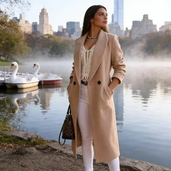 2025 Autumn & Winter New Women’s Minimalist Long-Sleeve Lapel Buttoned Split Wool Coat