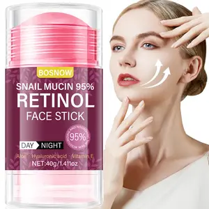 BOSNOW Snail Mucin 95% Retinol Face Stick - Day Night Moisturizer with Aloe Hyaluronic Acid & Vitamin E for Skin Care - 40g