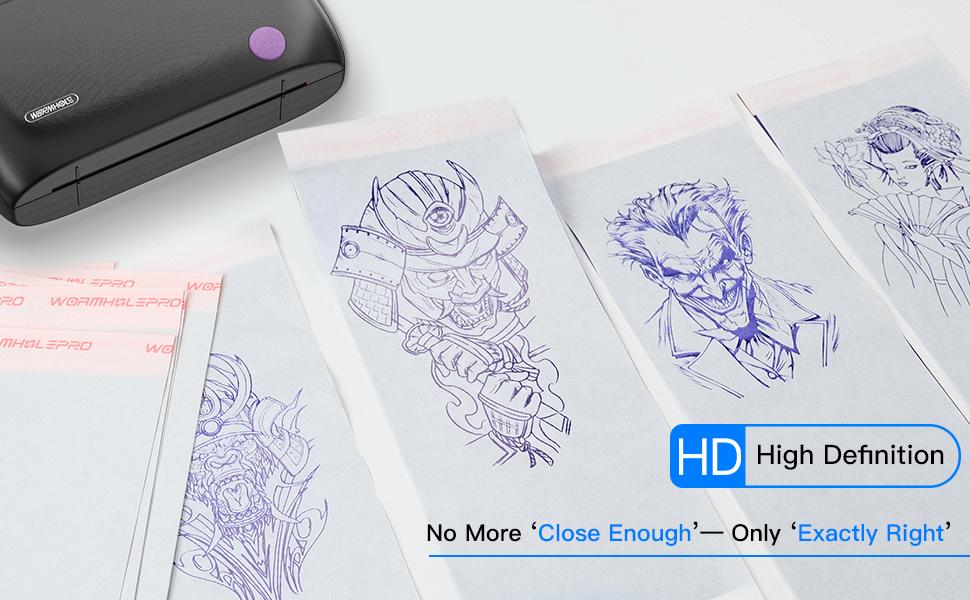 Wormhole Mini Tattoo Stencil Printer - Wireless Bluetooth with 1200mAh Battery Portable Thermal Copier Machine Compatible with Smartphones & PC Cordless Ink-Free Printing Clear Images Wormhole Mini Tattoo Stencil Printer - Wireless Bluetooth with 1200mAh Battery Portable Thermal Copier Machine Compatible with Smartphones & PC Cordless Ink-Free Printing Clear Images