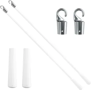 2 Pcs Blind Wand, Vertical Blinds Replacement Parts with Hook and Grip, White Fiberglass Blind Tilt Wand, for Windows Curtain Door Shades Opener Accessory (17 Inch) Quadafy