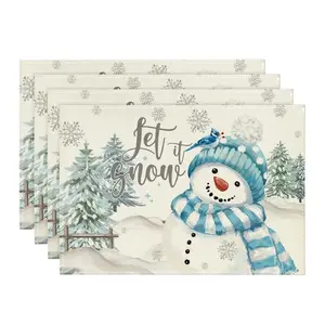 Vikama Christmas Snowman Placemat Set, Seasonal Table Decorations, Perfect for Parties, Kitchen & Dining Room, Holiday Home Decoration