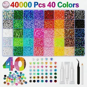 40000Pcs  Jelly Rhinestones for Bedazzling,Mix Colors Bedazzling Kit with Rhinestones,3MM SS10 Colorful Resin Flatback Gems kit with Complete Tools for Crafting, Nail Art, Shoes, Books