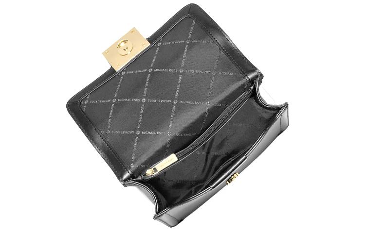 Michael Kors Sonia Small Flap Bag - Premium Black Leather with Bold Gold-Tone Logo, Luxury Chain Strap Shoulder Bag, Perfect Gift for Her