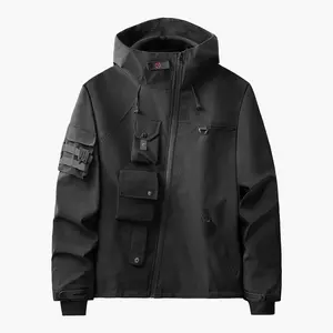 Ibj514 Niepce Black Japanese Streetwear Techwear Windbreaker Jacket for Men