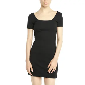 PUMA Womens Classics Ribbed Short Sleeve Dress Casual Casual - Black