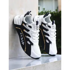 Men's Fashionable Patchwork Lace Up Running Shoes, Casual Breathable Comfortable Sports Shoes, Male All-match Round Toe Sneakers for Daily Wear, Track Shoes